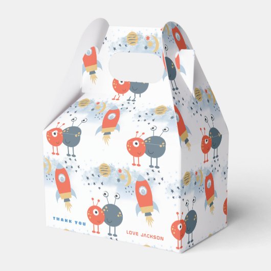 Aliens Space Pattern Bedankt Jongen Verjaardagsfee Bedankdoosjes (Voorkant Zijde)