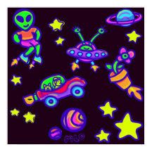 Aliens-sterren en -planten in de buitenruimtekunst