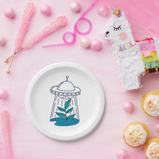 Aliens UFO Papieren Bordje (Feest)