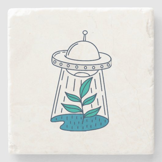 Aliens UFO Stenen Onderzetter (Voorkant)