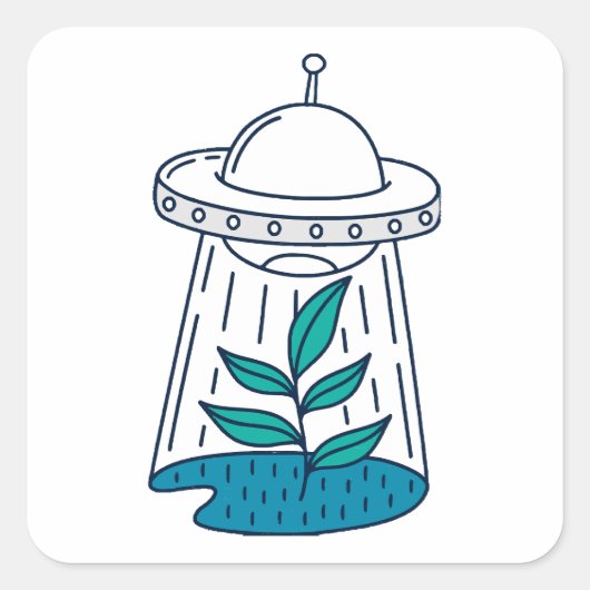Aliens UFO Vierkante Sticker (Voorkant)