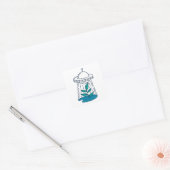 Aliens UFO Vierkante Sticker (Envelop)