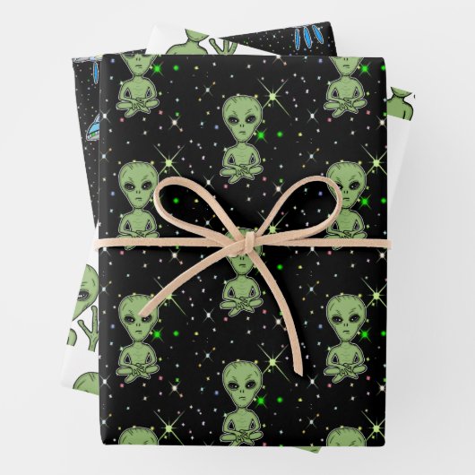 Aliens, ufo's, ufologie inpakpapier vel (In situ)