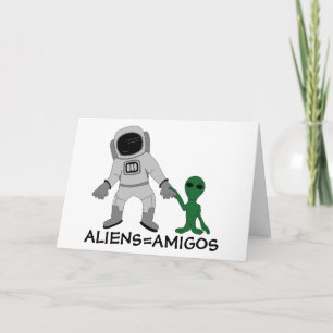 Aliens = vrienden, astronaut en buitenaards kaart