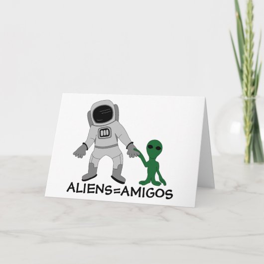 Aliens = vrienden, astronaut en buitenaards kaart (Voorkant)