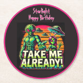 Aliens wachten op Cosmic Design! Ronde Kartonnen Onderzetter (Voorkant)