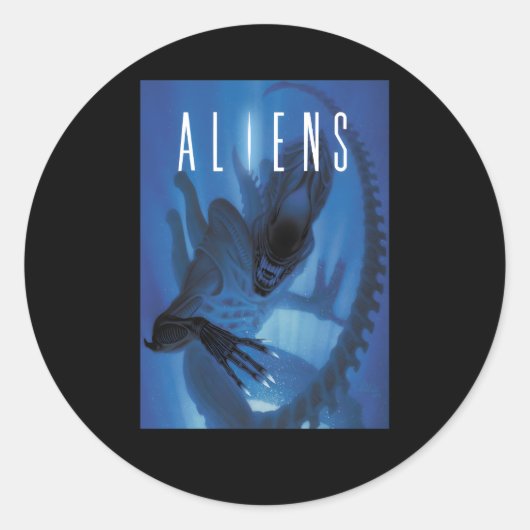 Aliens Xenomorph Blue Light Ronde Sticker (Voorkant)