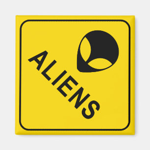 Aliens Yellow and Black Warning Sign Magnet