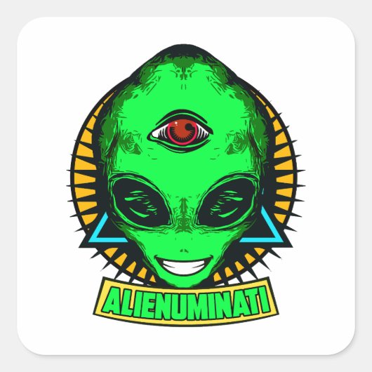 ALIENUMINATI VIERKANTE STICKER (Voorkant)