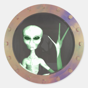 Alienvenster Ronde Sticker