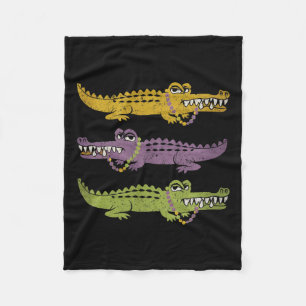 Aligator Krokodillen Mardi Gras Louisiana Mannen V Fleece Deken
