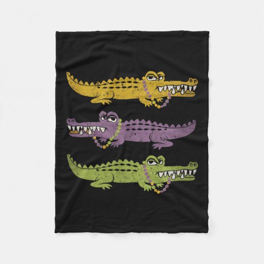 Aligator Krokodillen Mardi Gras Louisiana Mannen V Fleece Deken (Voorkant)