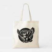 Alighting Uil in een geruite cirkel Tote Bag (Achterkant)