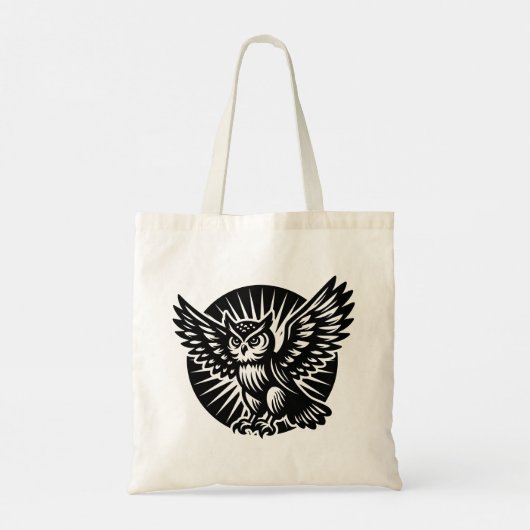 Alighting Uil in een geruite cirkel Tote Bag (Achterkant)