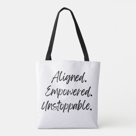 Aligned. Empowered. Unstoppable. Tote Bag (Achterkant)