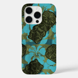 Ali'i Refuge Hawaiian Hibiscus Tiki Blauwgroen iPhone 16 Pro Hoesje
