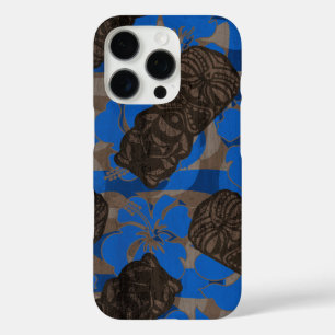 Ali'i Refuge Hawaiian Hibiscus Tiki Blue iPhone 16 Pro Hoesje