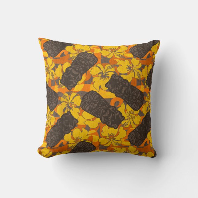 Ali'i Refuge Hawaiian Hibiscus Tiki Kussen (Voorkant)