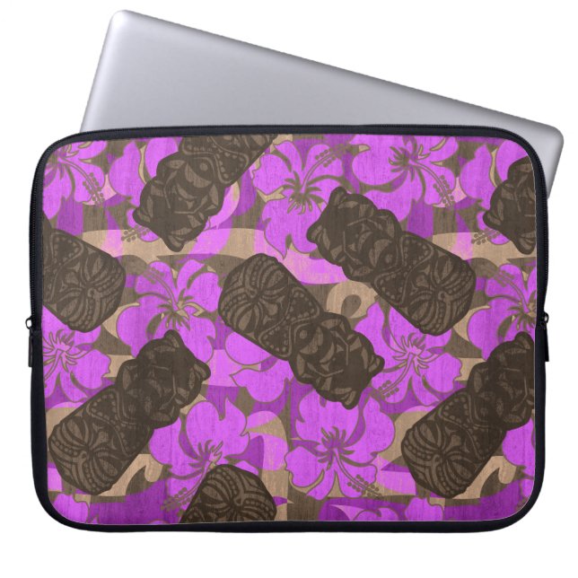 Ali'i Refuge Hawaiian Hibiscus Tiki Laptop Sleeve (Voorkant)