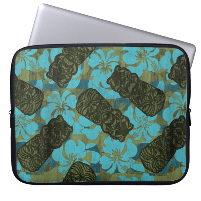Ali'i Refuge Hawaiian Hibiscus Tiki Laptop Sleeve (Voorkant)