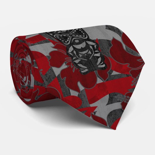 Ali'i Refuge Tiki Hibiscus Necktie Stropdas (Opgerold)