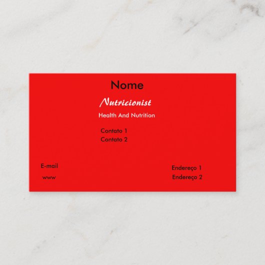 Alimentos Água Visitekaartje (Voorkant)