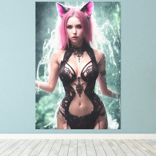 Alina de watervos 108 canvas afdruk (Insitu (Houten vloer))