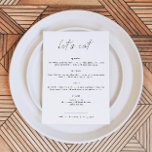 ALINA Elegant Minimalist Wedding Let's Eat Menu<br><div class="desc">Dit menu bevat een modern, minimalistisch ontwerp en een elegant handgeschreven lettertype. Gebruik deze sjabloon om de doopvonten, de doopvontkleur, en de achtergrondkleur uit te geven om uw gebeurtenisbehoeften aan te passen. Dit menu maakt de perfecte aanvulling op uw eenvoudige, minimalistische, elegante of moderne baby shower, vrijgezellenfeest, bruiloft, pensionering of...</div>