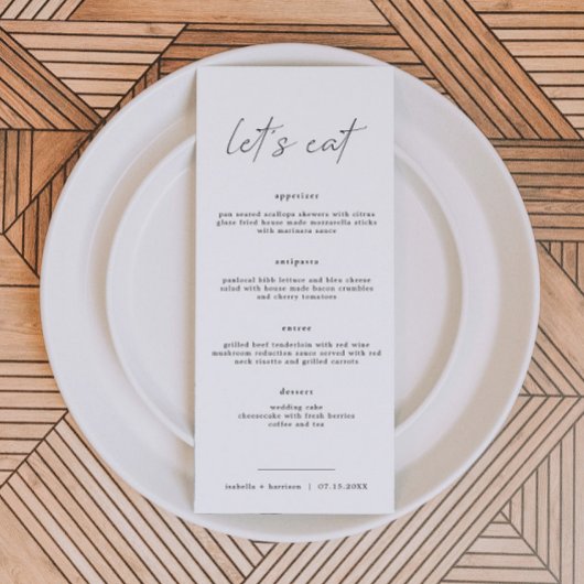 ALINA Minimalist Elegant Long Let's Eat Menu Kaart