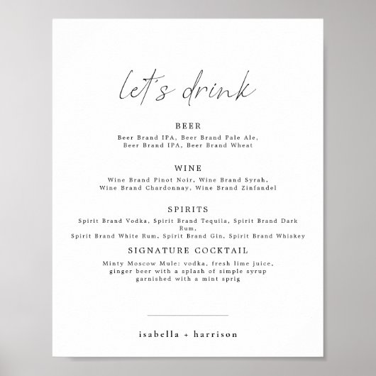 ALINA Minimalistische Elegante Laten we drinken Ba Poster (Voorkant)