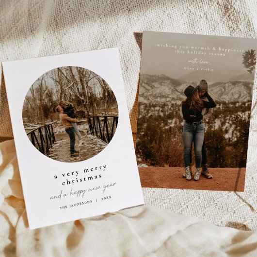 ALINA Moderne, eenvoudige rondfoto Feestdagenkaart