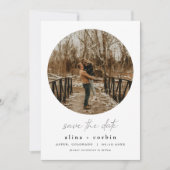 ALINA Moderne minimalistische ronde foto Save the  Kaart (Voorkant)