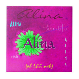 Alina Name en Irish Betekenis met Green Flower Tegeltje
