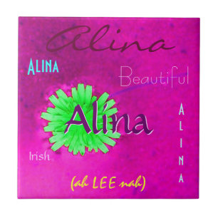 Alina Name en Irish Betekenis met Green Flower Tegeltje