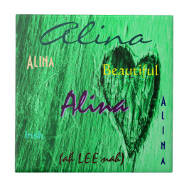 Alina Name en Irish Betekenis met Mint Green Heart Tegeltje