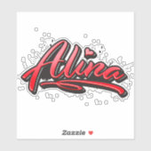 Alina red Heart Graffiti Aufkleber Sticker (Vel)