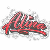 Alina red Heart Graffiti Aufkleber Sticker (Voorkant)