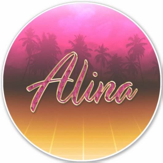 Alina Vorname Name golden pink Aufkleber Sticker (Voorkant)