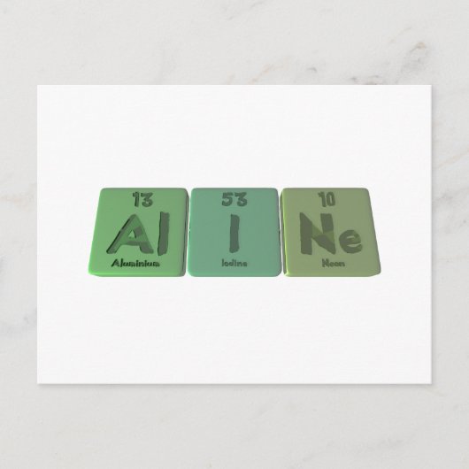 Aline als aluminiumjodenneon briefkaart (Voorkant)