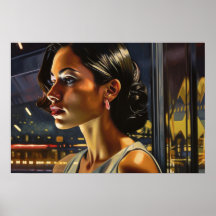 Aline loopt op een Poster van de 'sultry Miami nig