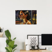 Aline loopt op een Poster van de 'sultry Miami nig (Thuiskantoor)