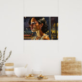 Aline loopt op een Poster van de 'sultry Miami nig (Keuken)