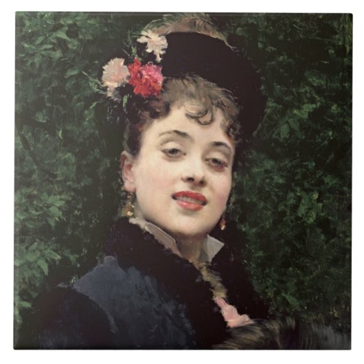 Aline Masson, het model van de kunstenaar (olie op Tegeltje (Voorkant)