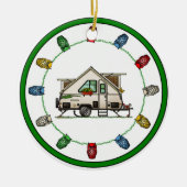 Aliner Pop Up RV happy camper art Keramisch Ornament (Voorkant)