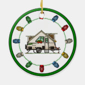 Aliner Pop Up RV happy camper art Keramisch Ornament (Achterkant)