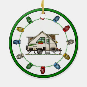 Aliner Pop Up RV happy camper art Keramisch Ornament