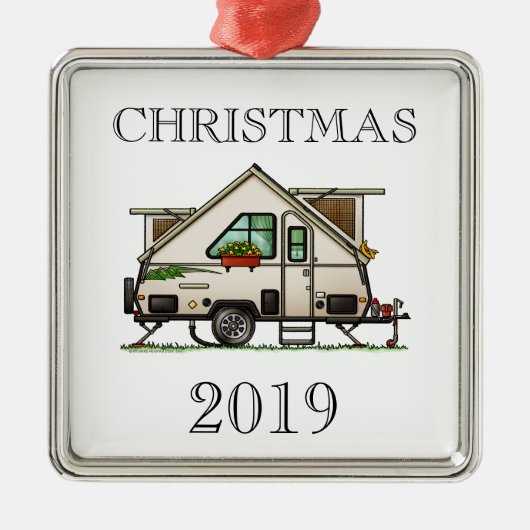 Aliner Pop Up RV happy camper art Metalen Ornament (Voorkant)