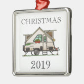 Aliner Pop Up RV happy camper art Metalen Ornament (Links)