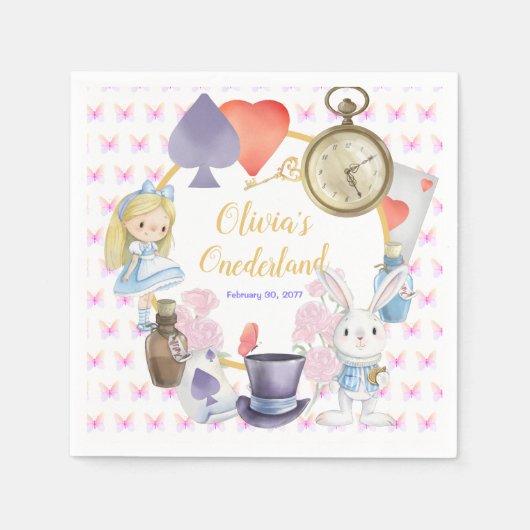 Alisa in Borden van Onederland Paper Servet (Voorkant)