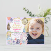 Alisa in Onederland Invitation Kaart (Staand voorkant)